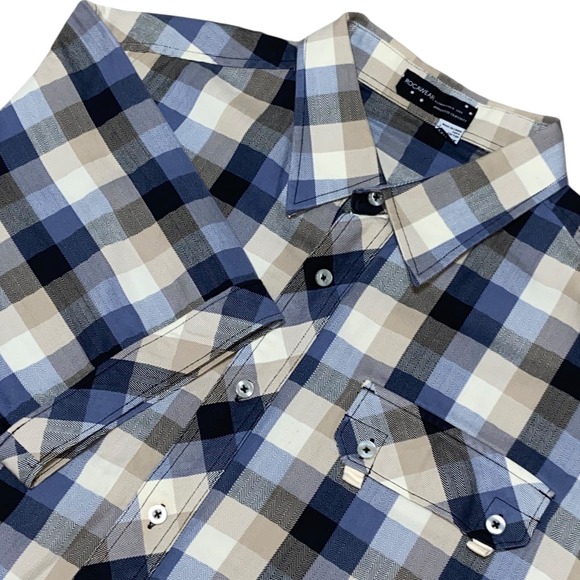 Rocawear Plaid Utility Work Pockets Shirt Short Sleeve Button Up Casual Top 2XL‎ - Picture 1 of 9